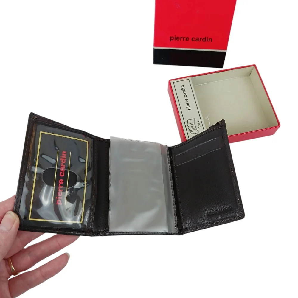 Pierre Cardin Brown Men's Leather Wallet New in Box Trifold